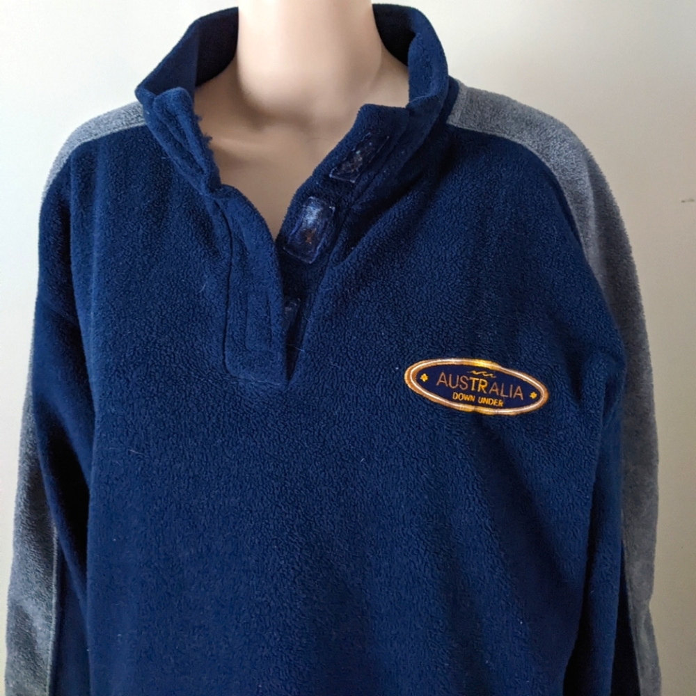 Kangarra Australia Down Under fleece navy sweater, men's XL